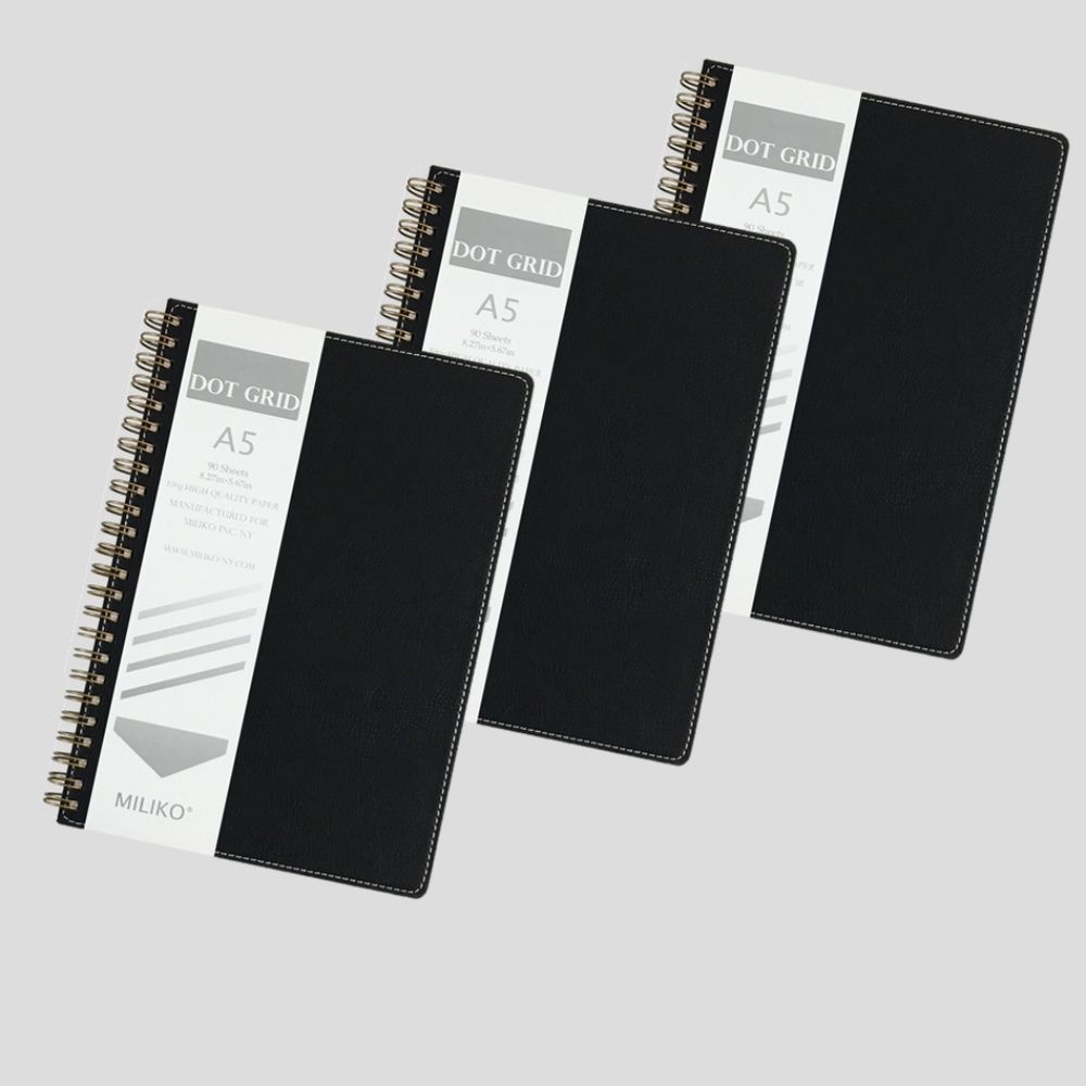 A5 PU LEATHER SOFTCOVER 3 NOTEBOOKS(DOT GRID)